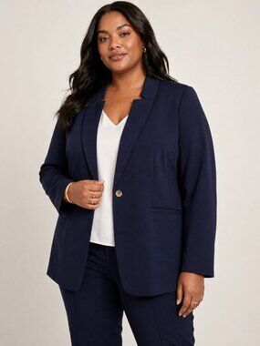 Eloquii Ultimate Stretch Suit Jacket Navy Blue Ponte Blazer Size 22